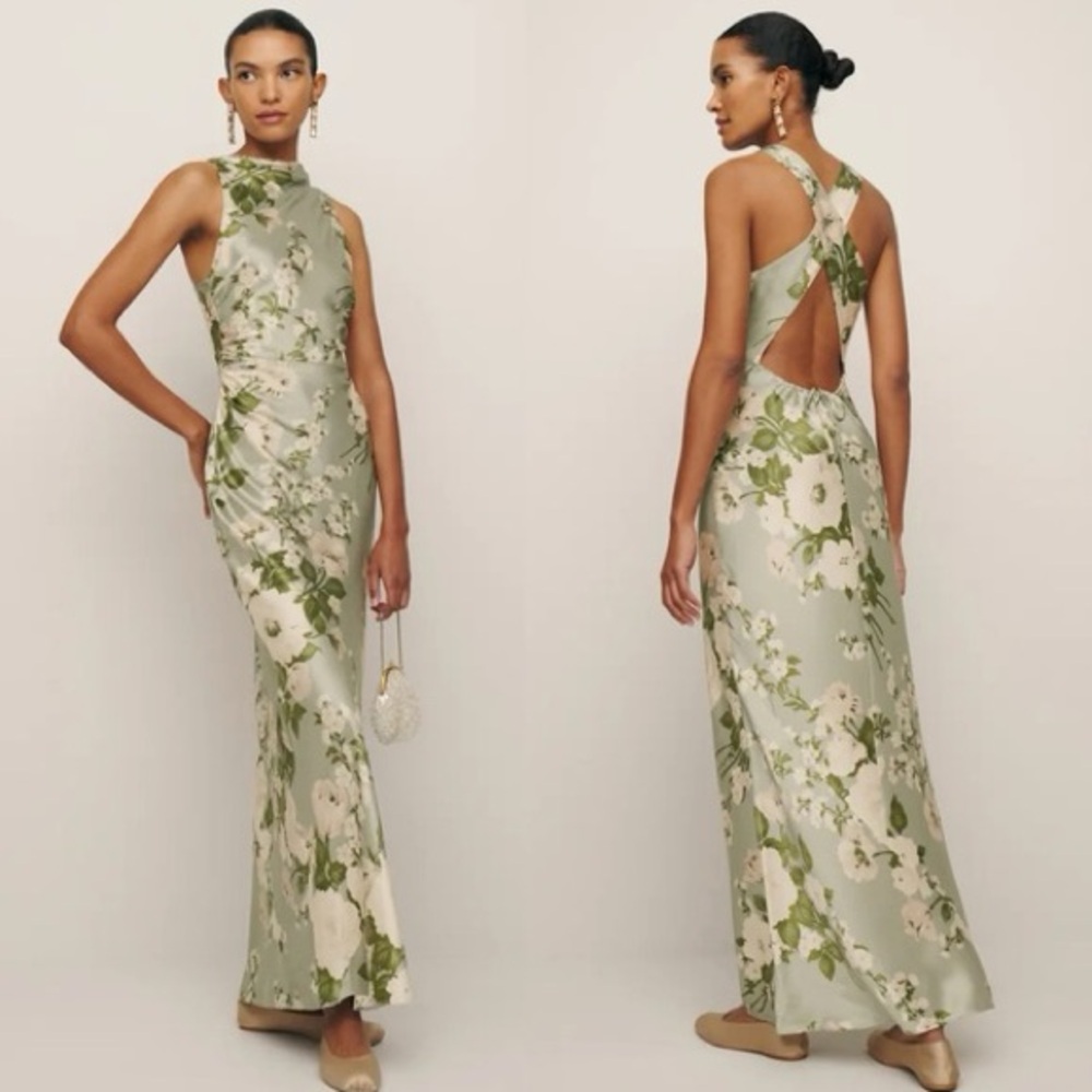 Reformation Sage Green Floral Maxi Dress
